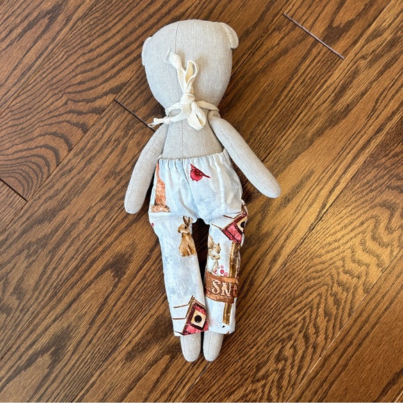 Handcrafted Soft Brown Bear with Coordinating Overalls 13 inches - Picture 5 of 5